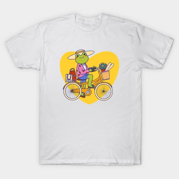 Frog Bike Ride T-Shirt by Bronte Laura Illustration